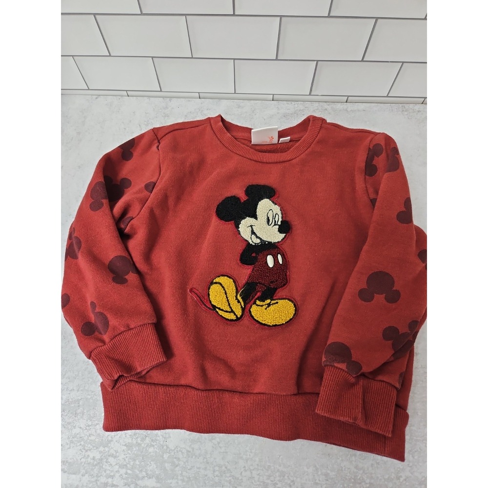 Disney Junior Maroon Mickey Mouse Sweatshirt 4t Toddler Mickey Ears